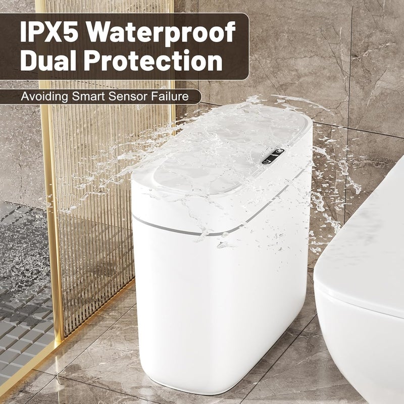 MOPALL Bathroom Trash Can with Lid, 3.5 Gallon Automatic Motion Sensor Garbage Can, Waterproof Touchless Smart Trash Can Small Waste Basket for Kitchen Bedroom Office - Image 5